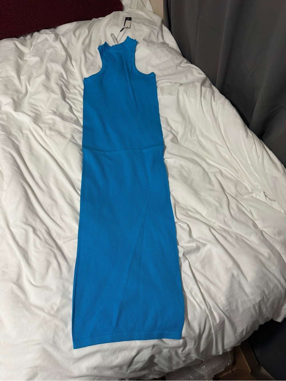 Fashion Nova Sleeveless Ribbed Maxi Dress in Bright Blue